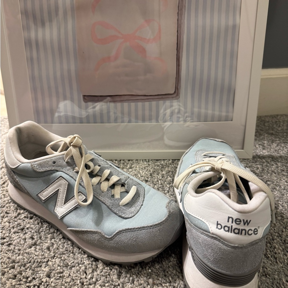New Balance Sky Blue and White Sneakers